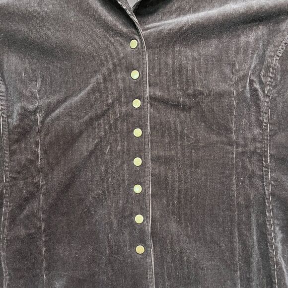 CJ Banks 1X  Jacket Brown Stretch Metal Button Shacket - Picture 6 of 7